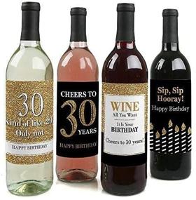 img 3 attached to Gold 30th Birthday Celebration for Adults - Wine Bottle Label Stickers - Set of 4 - Perfect Birthday Party Gift for Women and Men