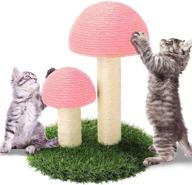 🍄 powerking mushroom cat scratching post: 15 x 12 inch natural sisal claw scratching post for kitty - cat interactive toys and tree tower logo