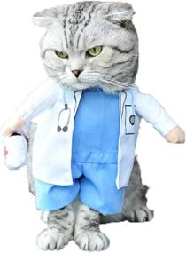 img 1 attached to 🦴 Mikayoo Pet Dog Cat Halloween Costume: Doctor Nurse Outfit - Funny Apperal Uniform for Dogs & Cats