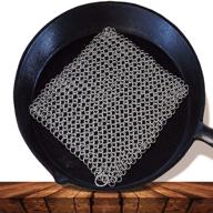 🍳 washieldz premium stainless-steel cast iron skillet cleaner | cookware, pot, and grill cleaning tool | chainmail scrubber with hanging ring | 6"x8" square | pack of 1 logo