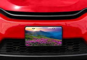 img 1 attached to Amcove Nature Pink Rhododendron Flowers On Mountain Scenic Automotive High Gloss Metal License Plate