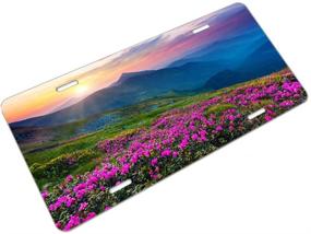 img 3 attached to Amcove Nature Pink Rhododendron Flowers On Mountain Scenic Automotive High Gloss Metal License Plate
