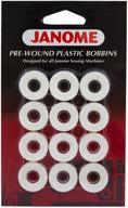 🧵 janome 12 pack of pre-wound plastic bobbins in white thread logo