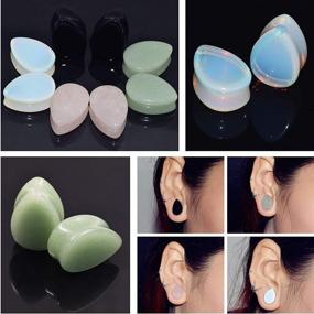 img 3 attached to 🎉 Enhance Your Style with JOYTOYOU Teardrop Ear Gauge Plugs: Set of 8pcs 2g-5/8 Tunnels for Classy Piercing Jewelry