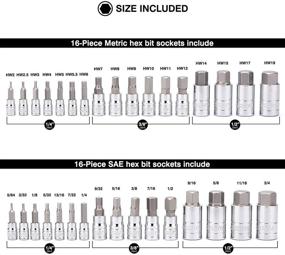 img 3 attached to 🔧 Набор битовых головок CASOMAN из 33 штук - набор инструментов Master из стали S2 с дюймовыми и метрическими размерами - головки шестигранные биты, от 5/64 до 3/4 дюйма и от 2 до 19 мм.