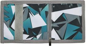 img 2 attached to 💼 Blue Shattered Glass Trifold Canvas Kids Wallet with Zippered Coin Pocket - Perfect Novelty Gift for Boys and Girls Ages 4-18