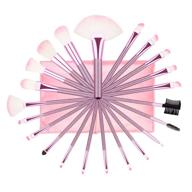 💄 22 piece professional pink makeup brush set - cosmetic brushes kit for foundation & eyeshadow with storage bag - ideal for girls logo