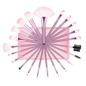 img 4 attached to 💄 22 Piece Professional Pink Makeup Brush Set - Cosmetic Brushes Kit for Foundation & Eyeshadow with Storage Bag - Ideal for Girls