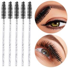 img 1 attached to 💎 300 Crystal Tbestmax Disposable Mascara Wands - Eyelash Brush Spoolies for Eye Lash Extension, Eyebrow, and Makeup