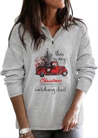 img 2 attached to 🎥 Poboola Women's Christmas Movies Watching Shirt Sweatshirt: Cozy Xmas Long Sleeve Tops for Festive Movie Nights!