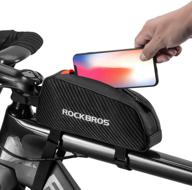 👜 rockbros bike top tube bag - front frame bag with pouch for bike accessories | compatible with iphone 11 pro max/xr/xs max 7/8 plus logo