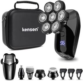 img 4 attached to 🪒 KENSEN 5 in 1 Head Shavers for Bald Men, 7D Head Shaver - Cordless Electric Razor, USB Rechargeable Grooming Kit - Waterproof Wet/Dry, with Gift Box Package (B)