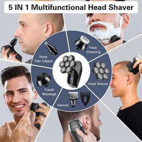 img 3 attached to 🪒 KENSEN 5 in 1 Head Shavers for Bald Men, 7D Head Shaver - Cordless Electric Razor, USB Rechargeable Grooming Kit - Waterproof Wet/Dry, with Gift Box Package (B)