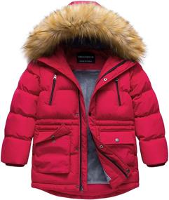 img 4 attached to 🧥 Winter Puffer Jacket for Boys Hooded Mid-Length - Jackets & Coats for Boys' Clothing