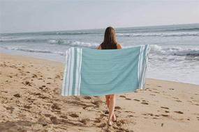 img 1 attached to 🏖️ Set of 6 Glamburg Peshtemal Turkish Towels, 100% Cotton Beach Towels Oversized 36x71, Extra Large Bath Sheets for Adults, Soft & Durable Hammam Towels – Teal