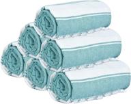 🏖️ set of 6 glamburg peshtemal turkish towels, 100% cotton beach towels oversized 36x71, extra large bath sheets for adults, soft & durable hammam towels – teal logo