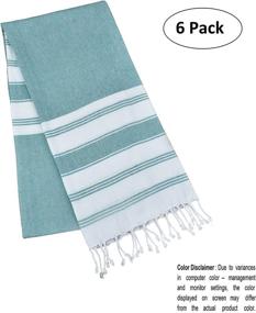 img 3 attached to 🏖️ Set of 6 Glamburg Peshtemal Turkish Towels, 100% Cotton Beach Towels Oversized 36x71, Extra Large Bath Sheets for Adults, Soft & Durable Hammam Towels – Teal