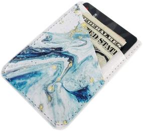 img 2 attached to 📱 Marble Adhesive Cell Phone Credit Card Stick On Wallet - Turquoise Green Gold Phone Pocket Pouch Sleeves for iPhone, Samsung Android, and All Smartphones