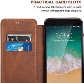 img 2 attached to 📱 OT ONETOP iPhone 8 Plus iPhone 7 Plus Flip Case: Premium PU Leather Wallet Card Holder & Kickstand Protective Cover - Brown