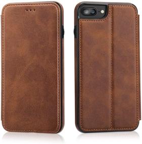 img 4 attached to 📱 OT ONETOP iPhone 8 Plus iPhone 7 Plus Flip Case: Premium PU Leather Wallet Card Holder & Kickstand Protective Cover - Brown