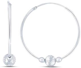 img 4 attached to Charming Sterling Silver Jewelry: Light-weight Dainty Ball Bead Endless Hoop Earrings for Stylish Teen Girls and Women