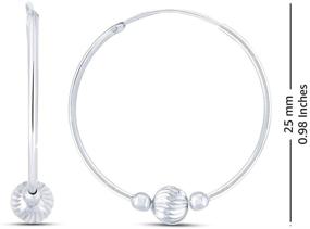 img 1 attached to Charming Sterling Silver Jewelry: Light-weight Dainty Ball Bead Endless Hoop Earrings for Stylish Teen Girls and Women