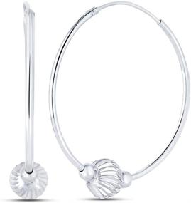 img 3 attached to Charming Sterling Silver Jewelry: Light-weight Dainty Ball Bead Endless Hoop Earrings for Stylish Teen Girls and Women