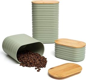 img 4 attached to ☕️ Mixpresso 3 Piece Airtight Plastic Canister Set with Bamboo Lid - Stylish Kitchen Counter Canisters for Coffee, Sugar, and More!