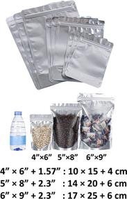 img 3 attached to 👜 BELLE KR 100 Pack Resealable Mylar Bags for Food Storage with Label Stickers – 4 x 6 Inches Stand Up Pouches Clear Front, Aluminum Foil Back, Gusset Bottom - Heavy Duty Mylar Ziplock Bags with Tear Notch (10x15cm, 100 Pcs)