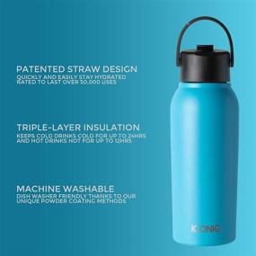 img 2 attached to 🍶 ICONIQ 32 oz X Bottle - Insulated Stainless Steel Water Bottle with Straw Lid