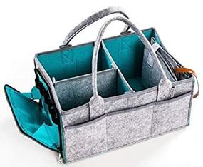 img 3 attached to Premium Felt Baby Diaper Caddy Organizer with Zippered Pocket - Portable Nursery and Toy Storage for On-the-Go!