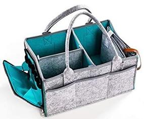 img 1 attached to Premium Felt Baby Diaper Caddy Organizer with Zippered Pocket - Portable Nursery and Toy Storage for On-the-Go!