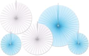 img 1 attached to 🎨 Набор из 10 складывающихся бумажных вееров Beistle в ассортименте светло-голубого и белого цветов