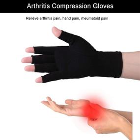 img 2 attached to 2 Pairs HUAD Arthritis Gloves: Compression Fingerless Gloves for Women and Men, Relieve Pain from Rheumatoid, RSI, Carpal Tunnel, Joint