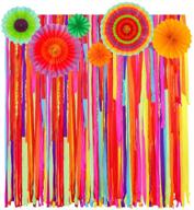 🎉 vibrant mexican fiesta theme party backdrop with fiesta paper fans: cinco de mayo party decorations streamer backdrop for fiesta taco party, wedding, bridal shower, baby shower, and birthday party supplies логотип