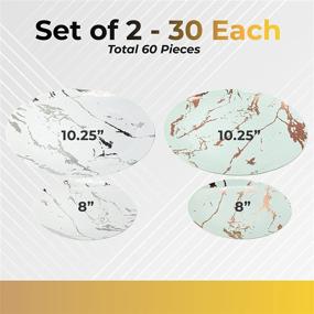 img 3 attached to 🍽️ The Marble Collection Plastic Plates &amp; Silverware Set – 60PCS Elegant Heavy Duty Marble Design Disposable Dinnerware – 30 x 10.25&#34; Plates, 30 x 8&#34; Plates (Black / Gold)