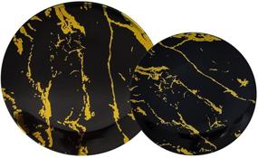 img 4 attached to 🍽️ The Marble Collection Plastic Plates &amp; Silverware Set – 60PCS Elegant Heavy Duty Marble Design Disposable Dinnerware – 30 x 10.25&#34; Plates, 30 x 8&#34; Plates (Black / Gold)