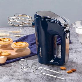 img 3 attached to 🔵 Convenient and Powerful Navy Blue Hand Mixer with Stainless Steel Beaters and Dough Hooks - REDMOND 250W 5-Speed Handheld Mixer