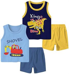 img 4 attached to 🦖 ZukoCert Boys Tank Top Sets: Dino-themed Summer Outfits for Boys 2-8 Years - 2 Pack Tank Top & Shorts Set