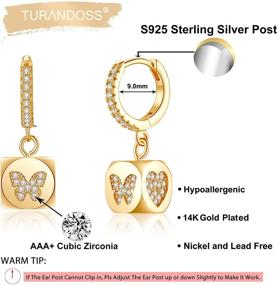 img 3 attached to 🌙 S925 Sterling Silver Post Huggie Hoop Earrings, Small Dangle Hoop Earrings with 14K Gold Plating, Hypoallergenic & Dainty Cubic Zirconia Accents, Ball, Spike, Evil Eye, Snake, Bee, Moon, Star Huggie Hoop Earrings