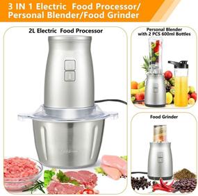 img 3 attached to 🥣 7 PCS Food Processor Electric Set: Efficient Food Chopper with Stainless Steel Bowl, Blender, and Meat Grinder - Ideal for Meats, Vegetables, Fruits, and Coffee