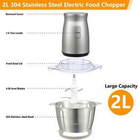 img 2 attached to 🥣 7 PCS Food Processor Electric Set: Efficient Food Chopper with Stainless Steel Bowl, Blender, and Meat Grinder - Ideal for Meats, Vegetables, Fruits, and Coffee