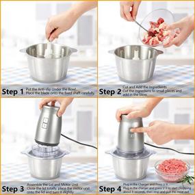 img 1 attached to 🥣 7 PCS Food Processor Electric Set: Efficient Food Chopper with Stainless Steel Bowl, Blender, and Meat Grinder - Ideal for Meats, Vegetables, Fruits, and Coffee