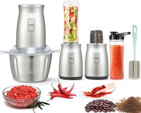 img 4 attached to 🥣 7 PCS Food Processor Electric Set: Efficient Food Chopper with Stainless Steel Bowl, Blender, and Meat Grinder - Ideal for Meats, Vegetables, Fruits, and Coffee