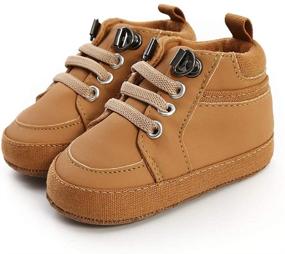 img 3 attached to 👟 Meckior Toddler Baby Boys Girls High Top Ankle Sneakers| Soft Non-Slip Sole PU Leather Moccasins| Infant Newborn Prewalker First Walking Crib Shoes