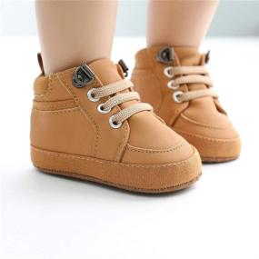 img 2 attached to 👟 Meckior Toddler Baby Boys Girls High Top Ankle Sneakers| Soft Non-Slip Sole PU Leather Moccasins| Infant Newborn Prewalker First Walking Crib Shoes