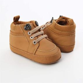 img 1 attached to 👟 Meckior Toddler Baby Boys Girls High Top Ankle Sneakers| Soft Non-Slip Sole PU Leather Moccasins| Infant Newborn Prewalker First Walking Crib Shoes