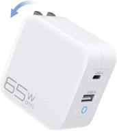 🔌 jsaux 65w pd 3.0 charger with gan tech: usb c charger for macbook pro/air, ipad pro, iphone 11 pro max x xs xr 8 & more - dual port usb wall charger adapter (foldable) logo