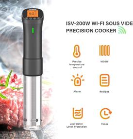 img 3 attached to Inkbird WiFi Sous Vide Culinary Precision Cooker - ISV-200W, 1000W Immersion Circulator with Timer and Recipes, Ultra-Quiet Sous-Vide Machine