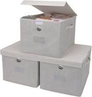 🛒 granny's 13x13 storage cubes, set of 3 bins for cube organizer, closet shelf cubby storage baskets - beige/blue logo
